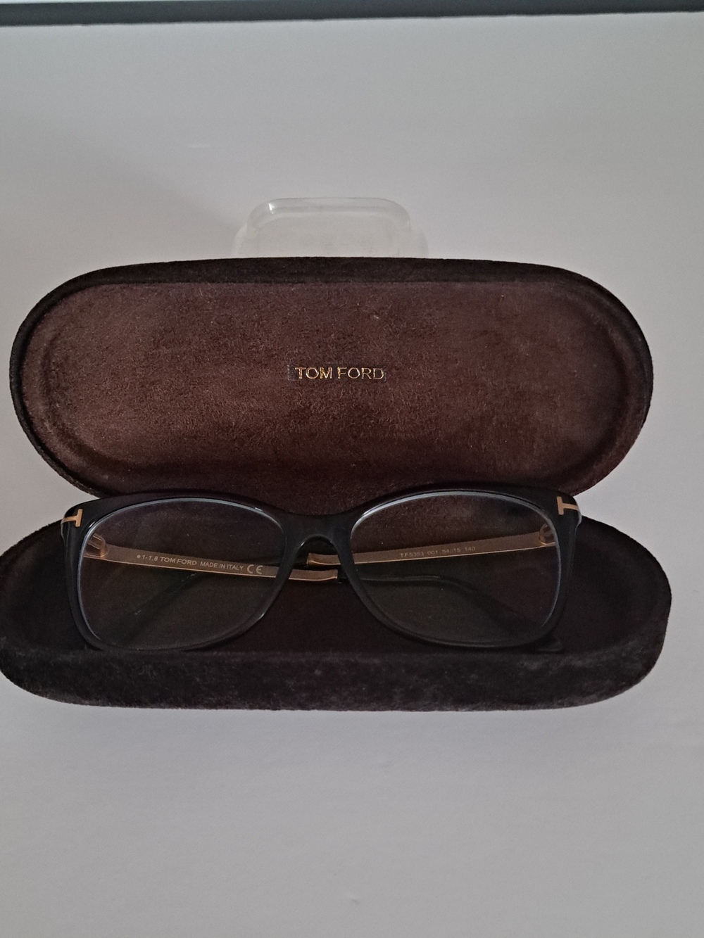 Tom Ford Black Eyeglasses with Gold Temples